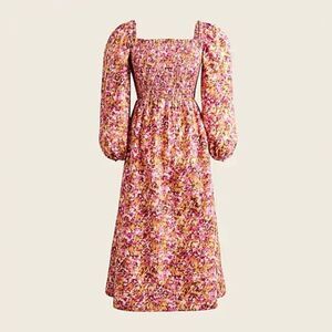 J. Crew Floral Puff Sleeve Dress - Pink and Orange